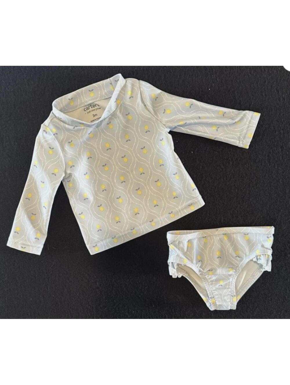 Carter's Light Blue Lemon Print Rash Guard Set - Picture 2 of 4